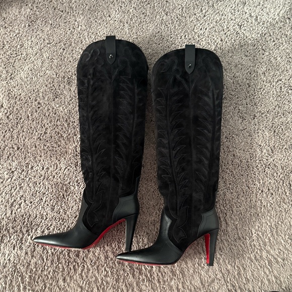Christian Louboutin Black Moulamax Heeled Boots Size 39.5 - Picture 5 of 9